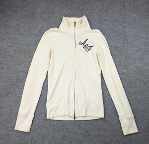 Vintage Abercrombie & Fitch Sweater Womens Large Zip Y2K Modal Embroidered Logo